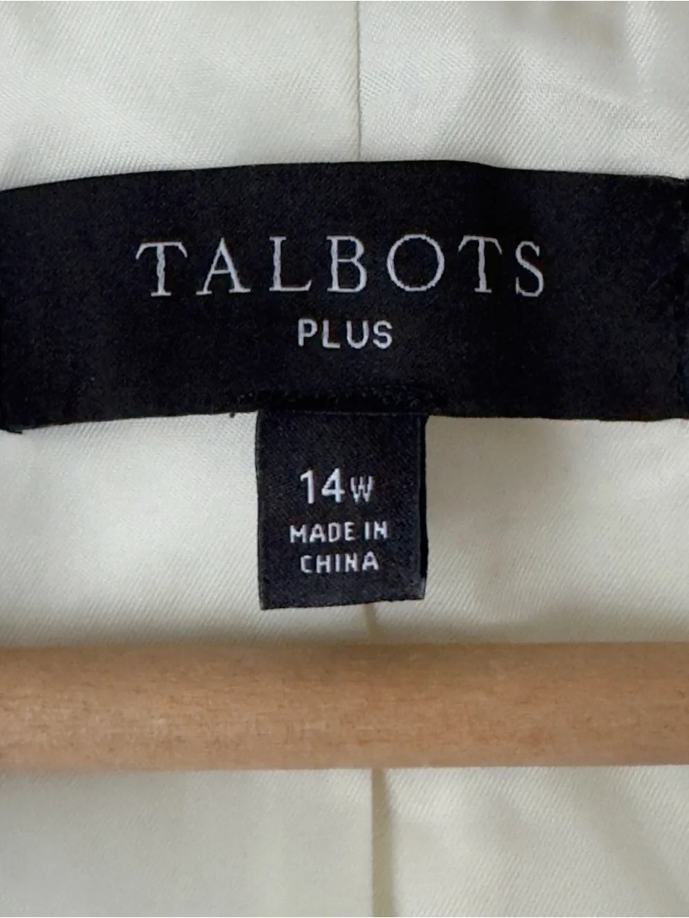 Talbots Tweed Blazer 14W Cream Black Whipstitch Jacket Classic Office Cotton